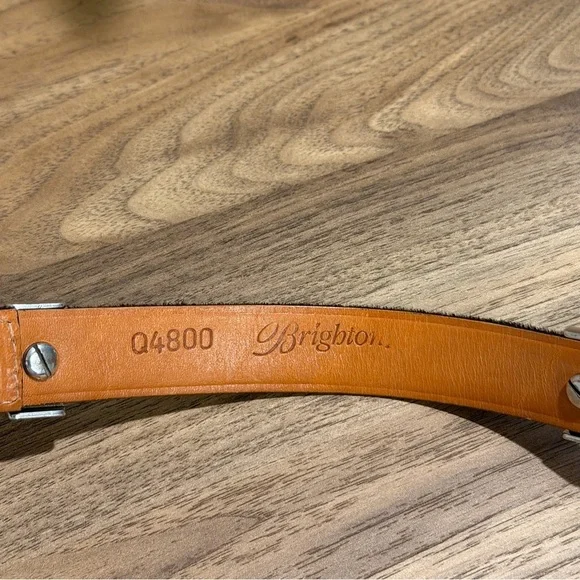 Brighton ML/32 Multicolored Calf Hair Leather Belt Western Boho Signature Chic - Picture 3 of 6